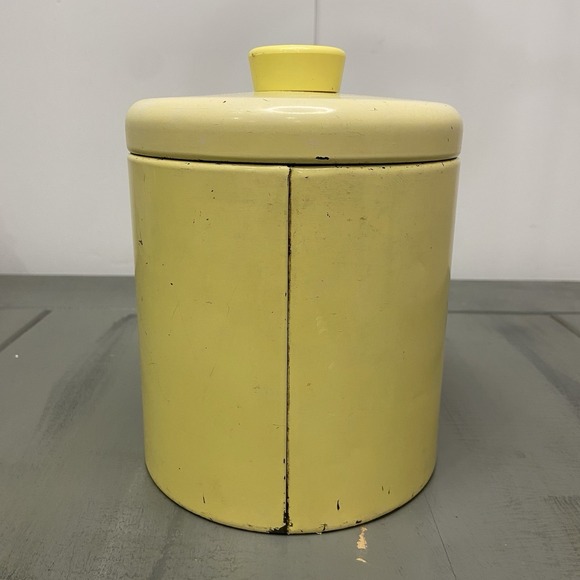 Vintage RANSBURG coated metal YELLOW ROOSTER CANISTER farmhouse cottage - Picture 3 of 11
